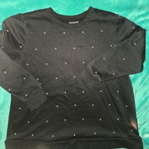Black Sweatershirt with Gray Faux Pearls